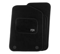 Precision - Tailored Car Mats - Intended for Volkswagen Scirocco 2008-2020 with a Silver TDi Logo - 4 Piece Set - Non-Slip Floor Mats - Black Carpet - Black Solid Trim - Fittings Clips - SFP