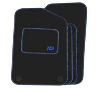 Precision - Tailored Car Mats - Intended for Volkswagen T-ROC 2017-2022 with a Blue TDi Logo - 4 Piece Set - Non-Slip Floor Mats - Black Carpet - Blue Twist Trim - Fittings Clips - SFP
