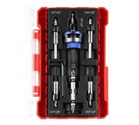 Precision TCT Countersink Drill Bit Set 5-Piece with Adjustable Stop, Woodworking Jig Template for 82 Degree Screws, Compatible with Wood Plywood MDF(Blue)
