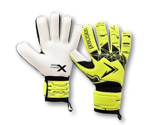 Precision Training Fusion X Flat Cut Essential Football Kid's Goalkeeper Gloves, Fluo Yellow, 2