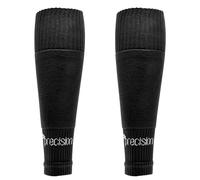 Precision Training Pro Junior Footless Sleeve Sport Socks, Stretch Fit, Compression Support for Football, Rugby and Hockey, Black, Sizes 12 Child UK - 6 UK