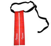 Precision Training Rugby Tag Belt - Durable and Adjustable Aid for Juniors and Senior Players, Quick Release Clip, Touch Fastener Tags, Fits 18" to 46" Waist, Red