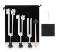 Precision Tuning Fork Set 128Hz 256Hz 512Hz Professional Aluminium Alloy for Sound Therapy and Meditation and Chakra Healing Silicone Mallet Storage Bag Yoga Relaxation