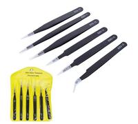 Precision Tweezers Set,6pcs Craft Electronics Tweezers Kit,Anti-Static Stainless Steel of Tweezers, for Electronics, Soldering, Laboratory Work, Jewelry-Making, Model, Craft