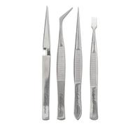 Precision Tweezers Set for Crafting Projects - Includes 4 Tweezers [Flat End, Straight Point, Angle Point & Needlepoint] - Anti-Magnetic, Smooth Thin Tips & Grip Handles - by Crafter's Companion