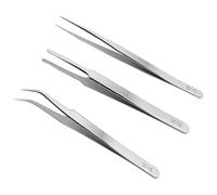 Precision Tweezers Silver Stainless Steel Ultra Fine High Precision Thin for Eyelashes Nails and Jewelry Watches Crafts 3 Pack