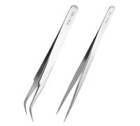 Precision Tweezers, Stainless Steel Fine Tip Curved Craft Tweezers Professional Lash Tweezer for Eyelash Extension, Electronics, Soldering, Experimental Work, Jewelry-Making, Crafting (2)