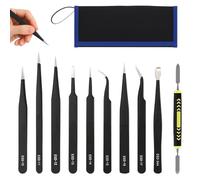 Precision Tweezers, Tweezers Set, Professional Tweezer, 9 Pcs Anti-Static Stainless Steel Precision ESD Tweezer for Crafting, Electronics, Jewelry Manufacturing, Laboratory, Repairing, Hobbies