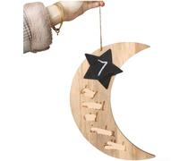 Precision Wooden Wall Hanging, Middle Eastern Castle Moon Star Design, 30x24cm Beige Wood Ornament for Home Garden Wedding Decor(JM01356)