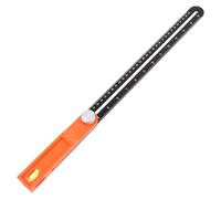 Precision Woodworking Angle Ruler T Square, 49.7x3.5x2.6cm | Carved Scale, Orange Black Finish Aluminum Alloy and ABS Build, Double Sided for Students
