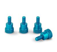 PrecisionGeek Blue Aluminium Shoulder Knurled Screws M5 x 10mm | 20mm Length | 10mm Head Diameter | Lightweight & Durable | Set of 4 |