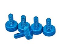 PrecisionGeek Blue Anodised Aluminium Flat Knurled Thumb Screws M6×10 mm (14 mm total Length, 10 mm dia Head) - Set of 5 for DIY, Electronics, PC Builds & Camera Rigs