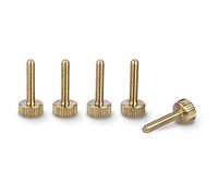 PrecisionGeek Brass M4 x 15 mm Flat Knurled Thumb Screws - Set of 5 - Tool-Free Hand-Grip Fasteners for Computer Cases, Electronics, and DIY Projects