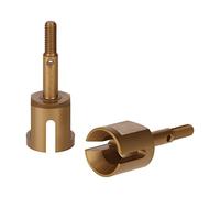 PrecisionGeek Gold Anodised Aluminium Steering Knuckle Joint Cup & 43 mm Wheel Axle - Set of 2 for Tamiya TT01/TT01E/TT02 RC Cars - Perfect for DIY Upgrades & Drivetrain Strengthening