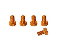 PrecisionGeek M5 x 10mm Flat Knurled Thumb Screws - Set of 5 Orange Anodised Aluminium Hand Grip Bolts for PC, Electronics, DIY Projects -