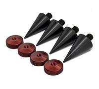 PrecisionGeek® M6 Speaker Spikes 20mm & Pads - CNC Machined HiFi Speaker Spikes and Pads - Vibration Isolation Feet for Speakers, Subwoofers & Amplifiers (Black Anodised | Pads Knurled Red)