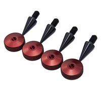 PrecisionGeek M6 Speaker Spikes & Red Pads Set - Black Aluminium Isolation Feet with Slim Red Floor Protectors for HiFi Speakers, Soundbars, Audio Racks, Turntables, Cabinets - Set of 4