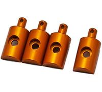 PrecisionGeek - Orange Tamiya Lunchbox Mounts,CNC Machined Aluminium Shock Mounts for Tamiya Lunchbox, Midnight Pumpkin, Monster Beetle - RC Upgrade Parts for Improved Suspension Strength - Set of 4