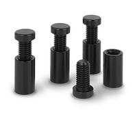 PrecisionGeek - Sign Standoff Wall Mount Advert Fixings Bolts, Glass, Acrylic, Stone Holders for Picture Frames, Store, Office Sign Displays, Aluminium BLACK 12mm dia L= 20mm - 4x barrels 4x screws