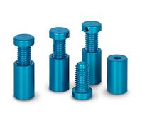 PrecisionGeek - Sign Standoff Wall Mount Advert Fixings Bolts, Glass, Acrylic, Stone Holders for Picture Frames, Store, Office Sign Displays, Aluminium Blue 12mm Dia L= 20mm - 4X Barrels 4X Screws