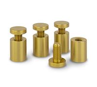 PrecisionGeek - Sign Standoff Wall Mount Advertisement Fixings Bolts, Glass, Acrylic, Stone Holders for Picture Frames Store Office Sign Displays, Aluminium GOLD 20mm dia L=25mm - 4x barrels 4x screws