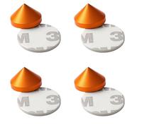 PrecisionGeek® Speaker Spikes - Aluminium Cones Ø20 mm x 12mm - Orange Anodised - Self-Adhesive Pads Included - Anti-Vibration Isolation Feet for HiFi Speakers, Stands & Soundbars - Set