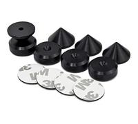PrecisionGeek® Speaker Spikes and Pads Set - Adhesive Mount Isolation Feet for HiFi Speakers, Stands & Subwoofers - Anti-Vibration Floor Protector (Black Aluminium - Chamfered - Set)