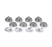 PrecisionGeek® Speaker Spikes and Pads Set - Adhesive Mount Isolation Feet for HiFi Speakers, Stands & Subwoofers - Anti-Vibration Floor Protector (Stainless Steel - Fit - Slim - Set)