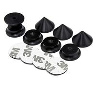 PrecisionGeek® Speaker Spikes and Pads Set - Adhesive Mount Isolation Feet for HiFi Speakers, Stands & Subwoofers - Anti-Vibration Floor Protector (Black Aluminium - 5 Radius - Set)