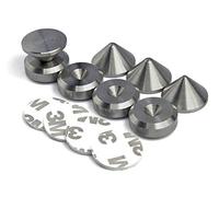 PrecisionGeek® Speaker Spikes and Pads Set - Adhesive Mount Isolation Feet for HiFi Speakers, Stands & Subwoofers - Anti-Vibration Floor Protector (Stainless Steel - Chamfered - Set)