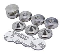PrecisionGeek® Speaker Spikes and Pads Set - Adhesive Mount Isolation Feet for HiFi Speakers, Stands & Subwoofers - Anti-Vibration Floor Protector (Stainless Steel - Fit - Chamfered - Set)