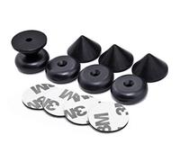 PrecisionGeek® Speaker Spikes and Pads Set - Adhesive Mount Isolation Feet for HiFi Speakers, Stands & Subwoofers - Anti-Vibration Floor Protector (Black Aluminium - Round - Set)