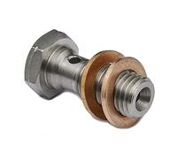 PrecisionGeek Stainless Steel Banjo Bolt M10 × 1.25 mm | L= 18 mm | Brake Line Fitting | Includes 2 Copper Washers | Set of 1 screw |