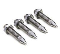 PrecisionGeek Stainless Steel M6 × 35 mm Knurled Speaker Spikes with Locking Nuts - Slim Solid Spikes for Hi-Fi Cabinets, Racks & Subwoofers (Set of 4)