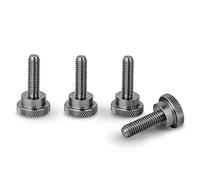 PrecisionGeek Stainless Steel Shoulder Thumb Screws M6 x 20mm, Knurled Head 16mm Diameter - Pack of 4