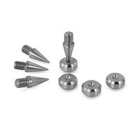 PrecisionGeek Stainless Steel Speaker Spikes with 16mm Chamfered Pads - M8 Isolation Feet Set for HiFi Speakers, Audio Stands, Subwoofers, Cabinets & Soundbars - 4 Pieces