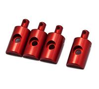 PrecisionGeek - Tamiya Lunchbox Mounts (Red, Set of 4) - CNC Machined Aluminium Shock Mounts for Tamiya Lunchbox, Midnight Pumpkin, Monster Beetle - RC Upgrade Parts for Suspension Strength
