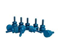 Precisiongeek Thumb Screws 6-32 UNC x 6.5 mm, Knurled Head Ø10 mm, Blue Anodised Aluminium Hand Tightening Screws for Camera, Electronics & Enclosures, 10 Pieces