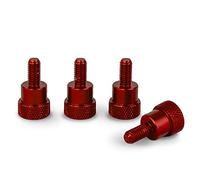 PrecisionGeek Thumb Screws M5 x 10mm, Red Anodized Aluminium, Knurled Head with Shoulder, 12mm Diameter, Set of 4 - Tool-Free Grip Bolts for DIY, Electronics, and Assembly