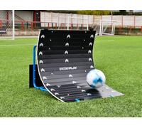 PrecisionPLAY Skills Trainer Ramp Rebounder Net, Football Training Rebound, Pass, Volley and Chip Functions, Foldable & Portable Design, 110 cm long, Black/Blue