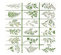 Precisions Cut Wild Plant Painting Aid Washable PET Materials Stenciling Kits with 18 Nature Inspired Templates for Creative Education PET Art Stencils
