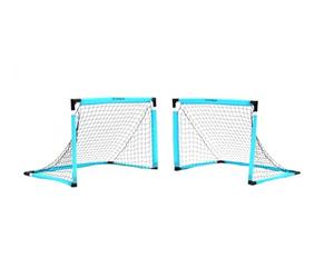 PrecisonPLAY Set of 2 Quick Folding Training Football Goals 3ft x 2ft Portable & Travel Friendly, Durable Soccer Nets for Field, Garden, Park & Beach Play, 92cm x 61cm x 61cm