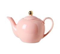 PRECITIME 30oz Pink Porcelain Teapot, Blush Ceramic Teapot with Gold Trim | Romantic Teapot for Loose Leaf Tea, Tea Parties Gifts， 3-4 Cups tea pot