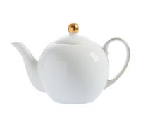PRECITIME 30oz White Porcelain Teapot, Classic design tea pot with Gold Trim, Beautiful white teapots for loose leaf tea and tea bags, Tea Party friendly