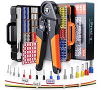 Preciva 0.08-16mm² Crimping Tool Set,28-5 AWG Bootlace Ferrule Crimping Tool Kit with 1500PCS Connectors Terminals+100PCS 150mm Cable Ties+60PCS Label,Ratchet Crimper with Suitcase for Electricians
