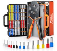 Preciva 0.08-16mm² Crimping Tool Set with 1500pcs Crimp Connectors & Suitcase, Adjustable Pressure for Insulated/Non-Insulated Bootlace Ferrules (SO 16-6)