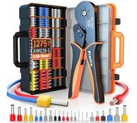 Preciva 0.08-16mm² Crimping Tool with Double Berrel Crimp Connectors, Hexagonal Crimper with 1275pcs Ferrules and Suitcase, Self-Adjusting Ratchet, for Insulated/Non-Insulated Crimps (SO 16-6)