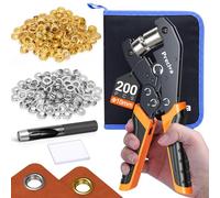 Preciva 10mm Grommet Tool Kit with Bag,3/8Inch Eyelets Punch Kit with 200pcs Grommets(Gold&Sliver),for Fabric,Tarps,Leather,Vinyl,Tents,Canvas