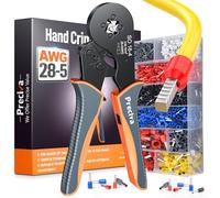 Preciva 16-4 Square Ferrule Crimping Tool Kit, AWG 28-5 Ratcheting Crimping Pliers (0.08-16mm²) with 1200pcs Terminal Connector Sleeves