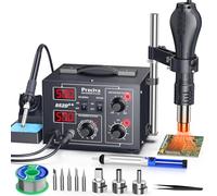 Preciva 2-in-1 Hot Air Gun & Soldering Iron Kit, 852D Hot Air Rework Soldering Station, 740W PID Dual Display, 100-500℃, Brushless Fan (120L/min), with Stand/Desoldering Gun for SMD/BGA/PCB Repair